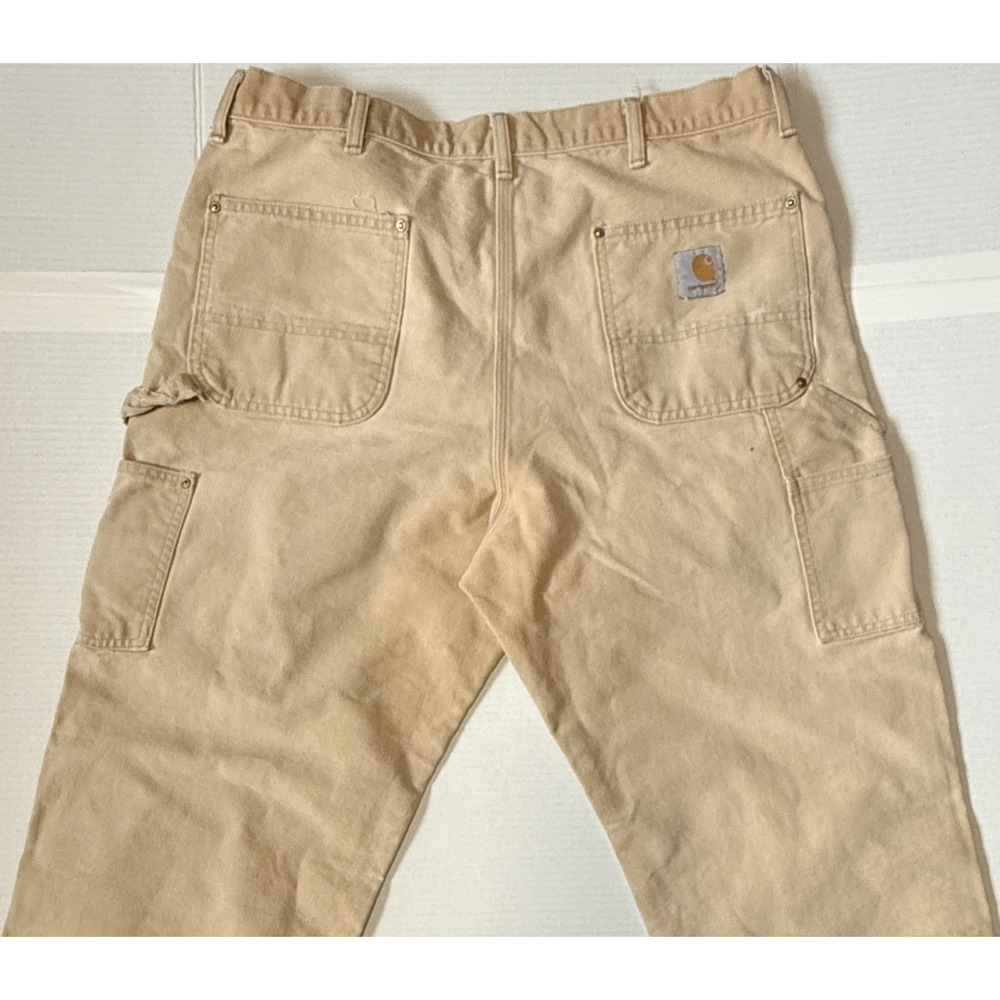 CARHARTT B01 - Men's VTG Double Front Dungaree Canvas Pants Made In USA - 38x29